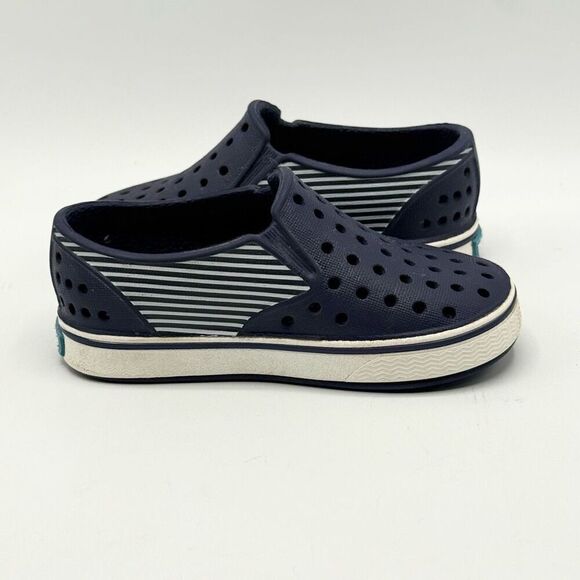 Native Miles Navy Blue Stripe Regatta Slip On Sandals - Toddler US C5 - Picture 6 of 9
